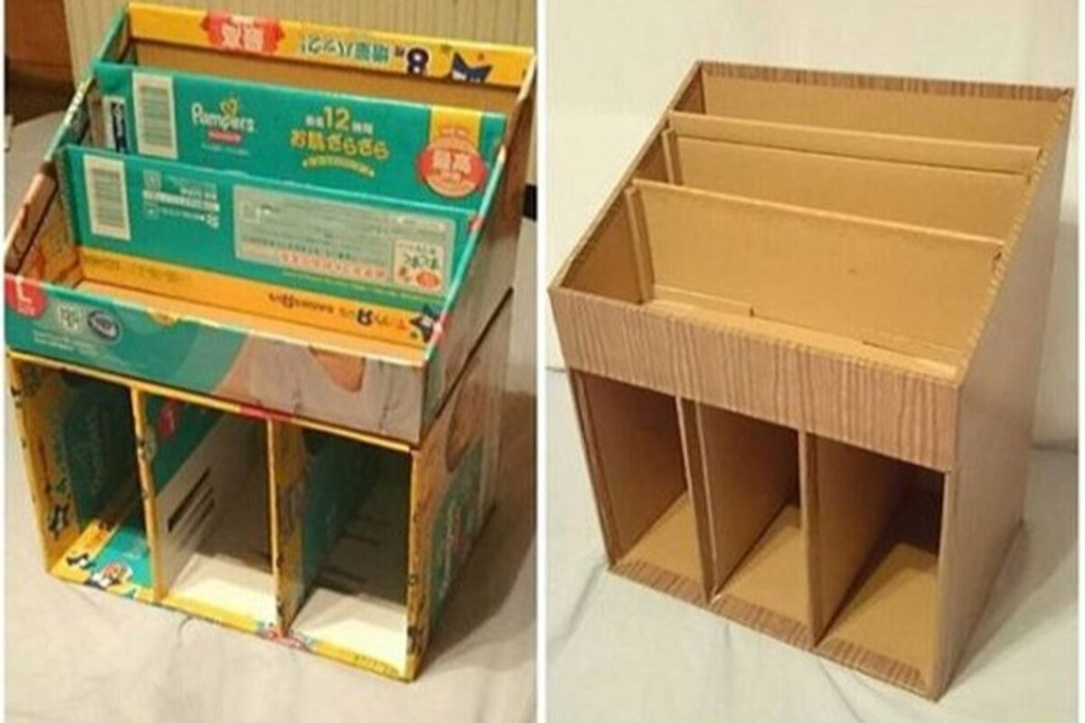Làm kệ sách bằng giấy carton: Ý tưởng trang trí độc đáo
