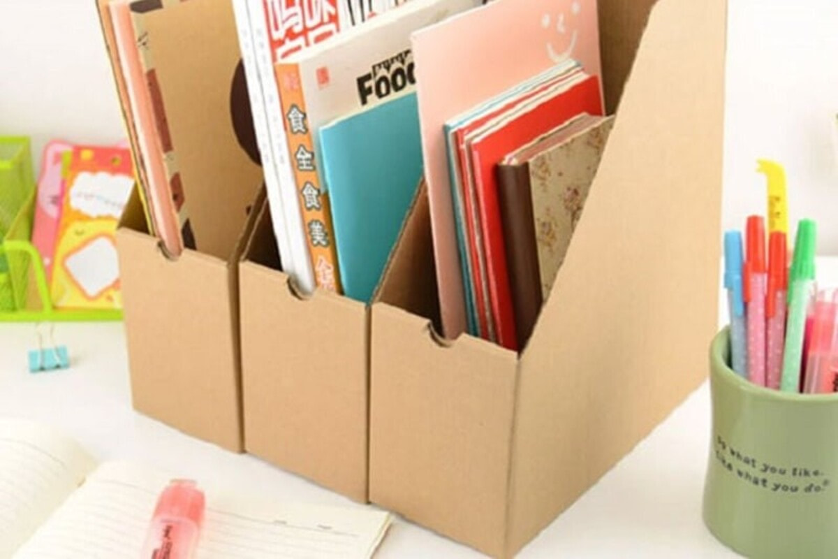 Cách làm kệ sách bằng giấy carton khung xương cá xinh yêu, đơn giản