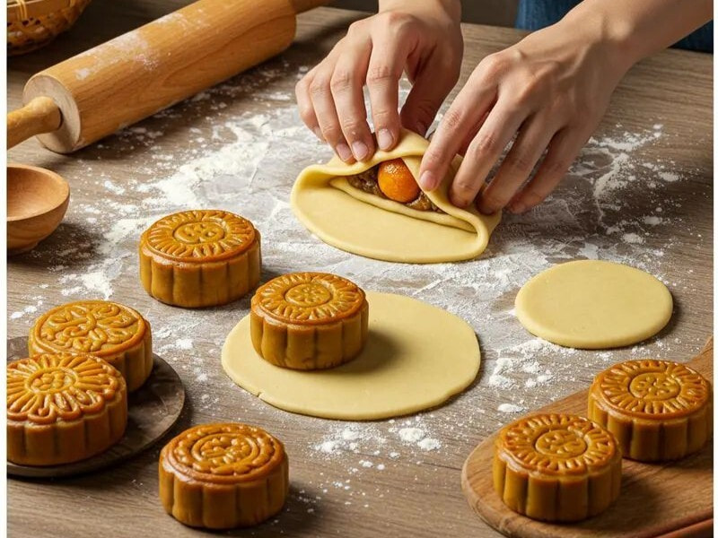 Cách làm bánh trung thu nhân sầu riêng - bánh nướng