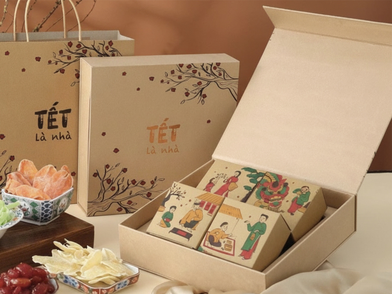 Hộp quà tết được làm từ chất liệu giấy cao cấp