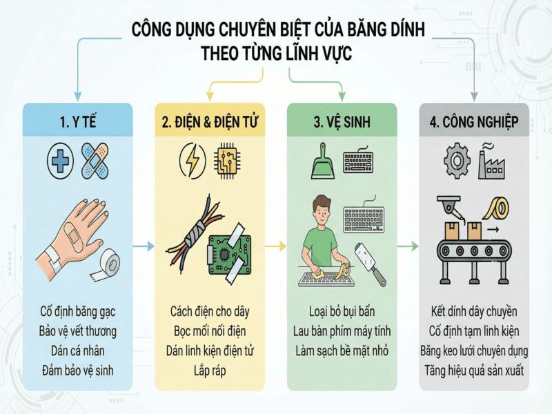 Công dụng chuyên biệt của băng dính theo từng lĩnh vực